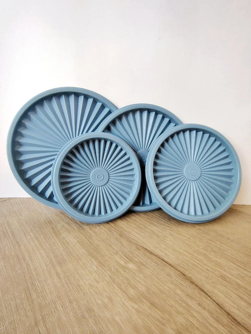Vintage Tupperware Country Blue Canister Set of Four with Lids